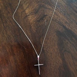 Zales 14k white gold cross necklace